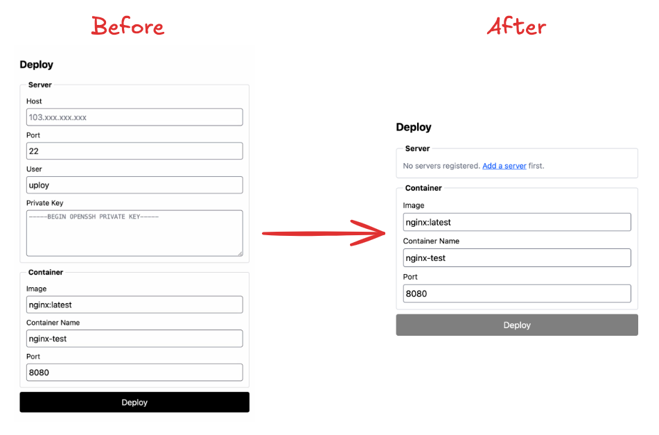 Server management UI